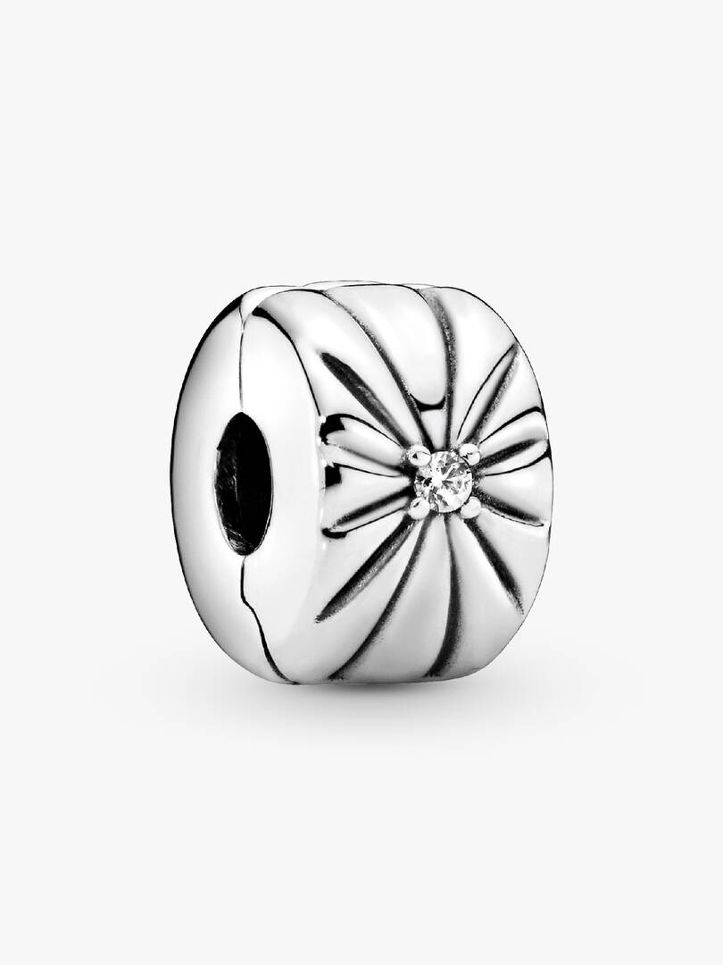 Sparkling Sunburst Clip Charm Sterling silver