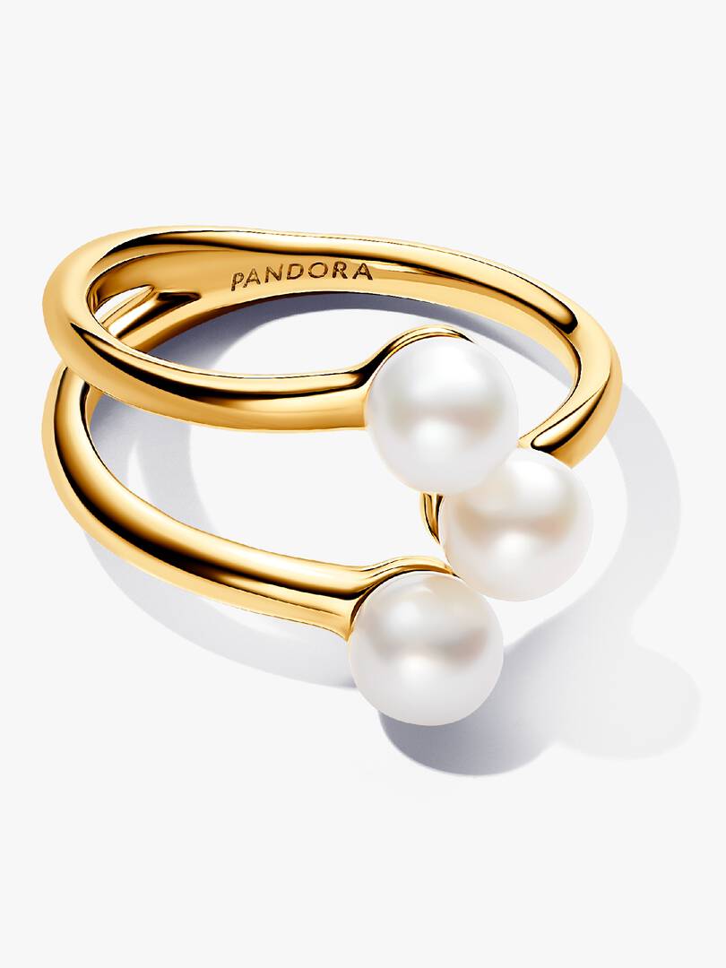 FINAL SALE - Treated Freshwater Cultured Pearl Open Ring 14k gold plating
