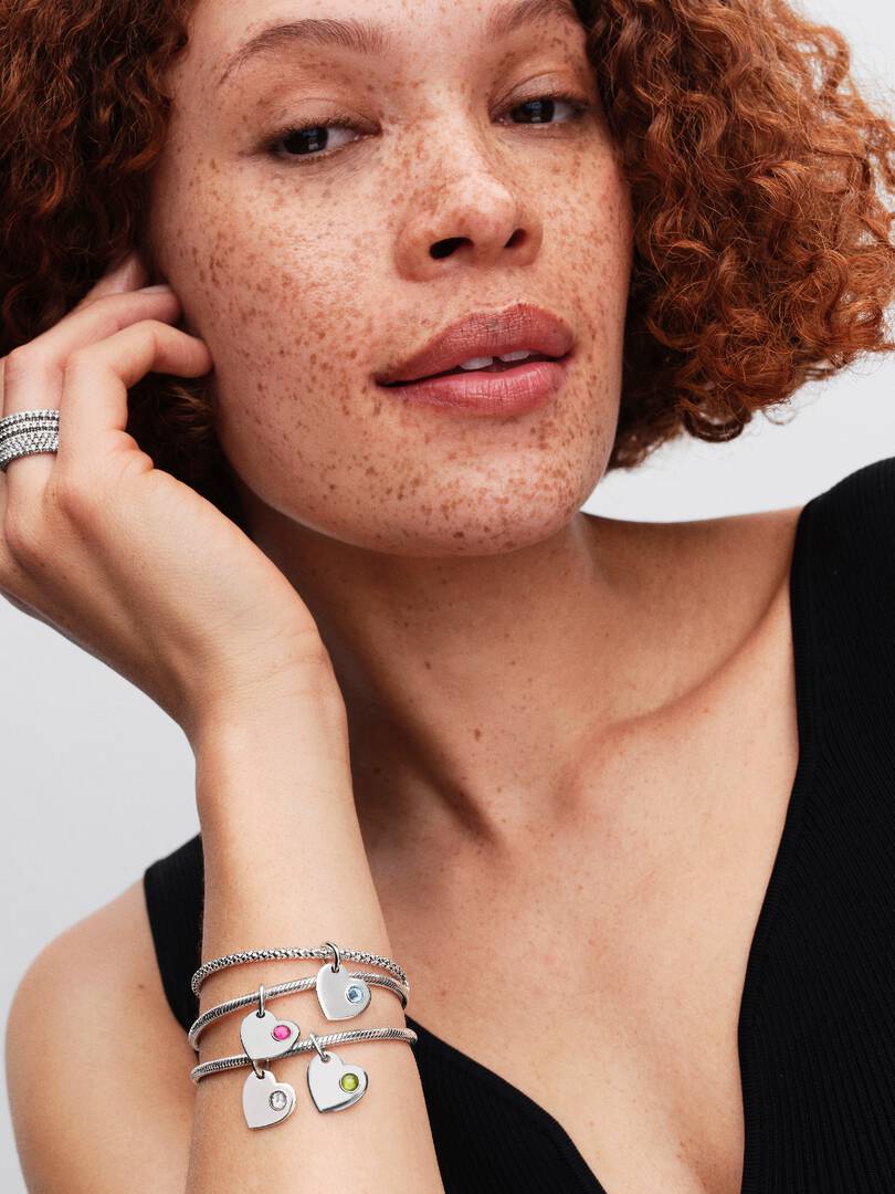 July Engravable Heart True Red Stone Dangle Charm Sterling silver