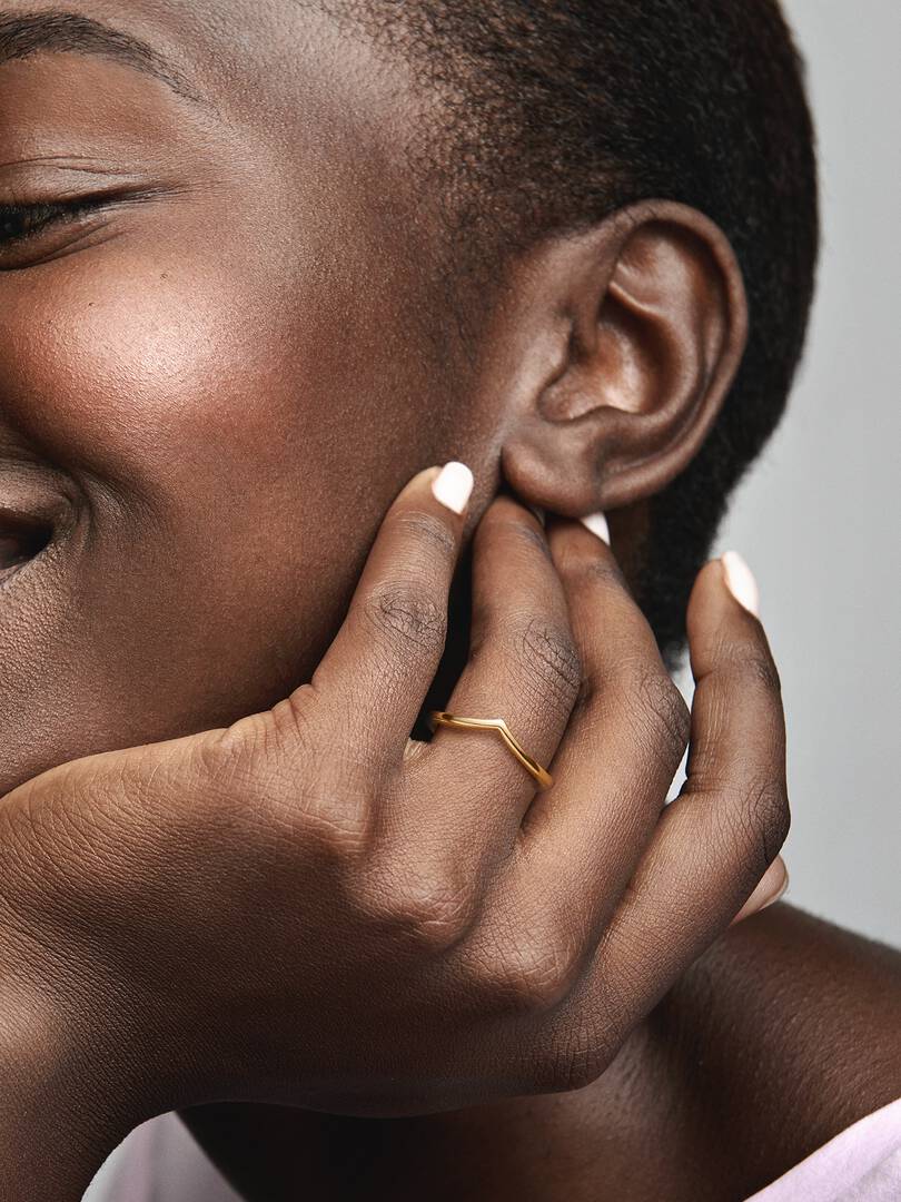 Polished Wishbone Ring 14k gold plating