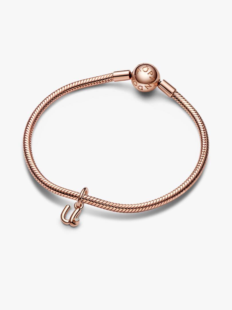 FINAL SALE - Letter U Script Alphabet Dangle Charm 14k rose gold plating