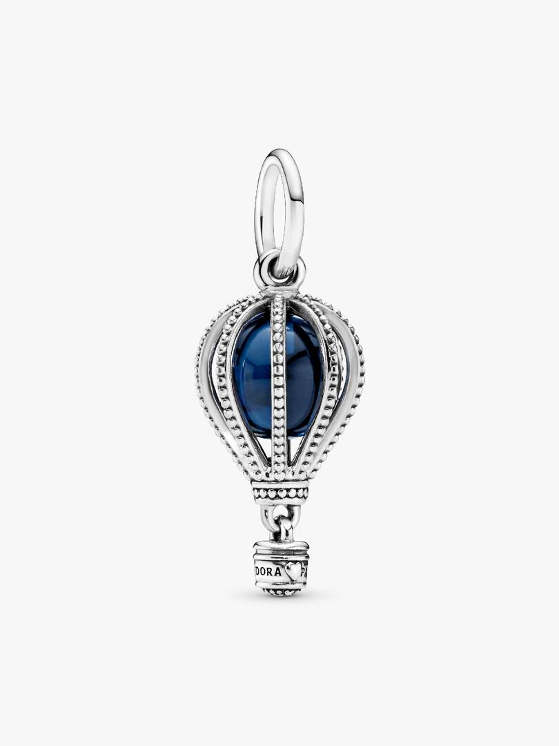 FINAL SALE - Blue Hot Air Balloon Travel Charm Sterling silver