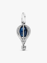 FINAL SALE - Blue Hot Air Balloon Travel Charm Sterling silver