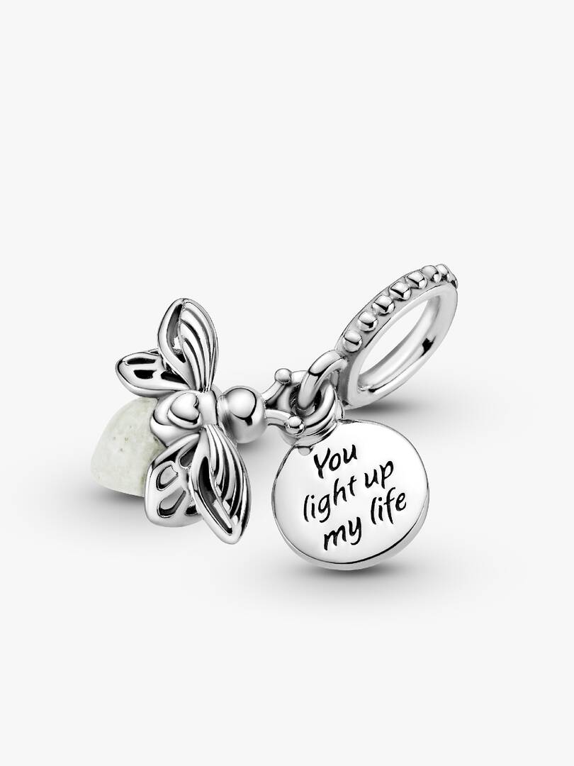 Glow-in-the-dark Firefly Dangle Charm Sterling silver