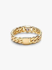 Heart Cuban Chain Ring 14k gold plating