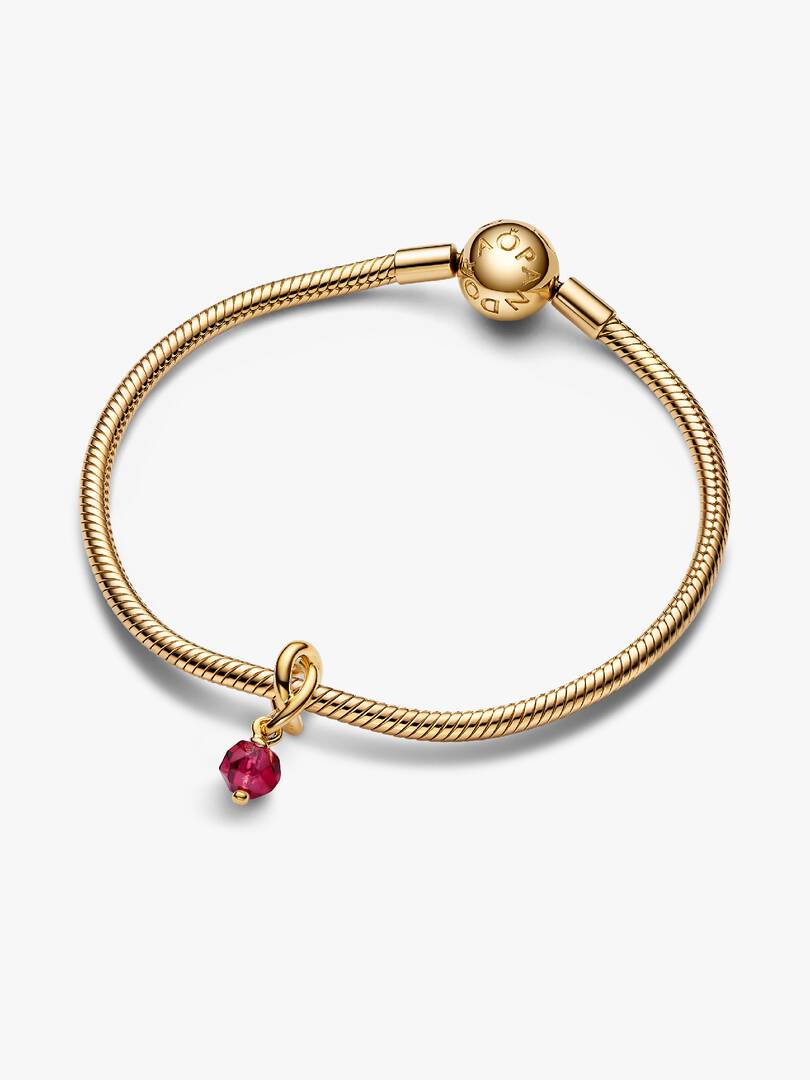 Faceted True Red Eternity Circle Dangle Charm 14k gold plating