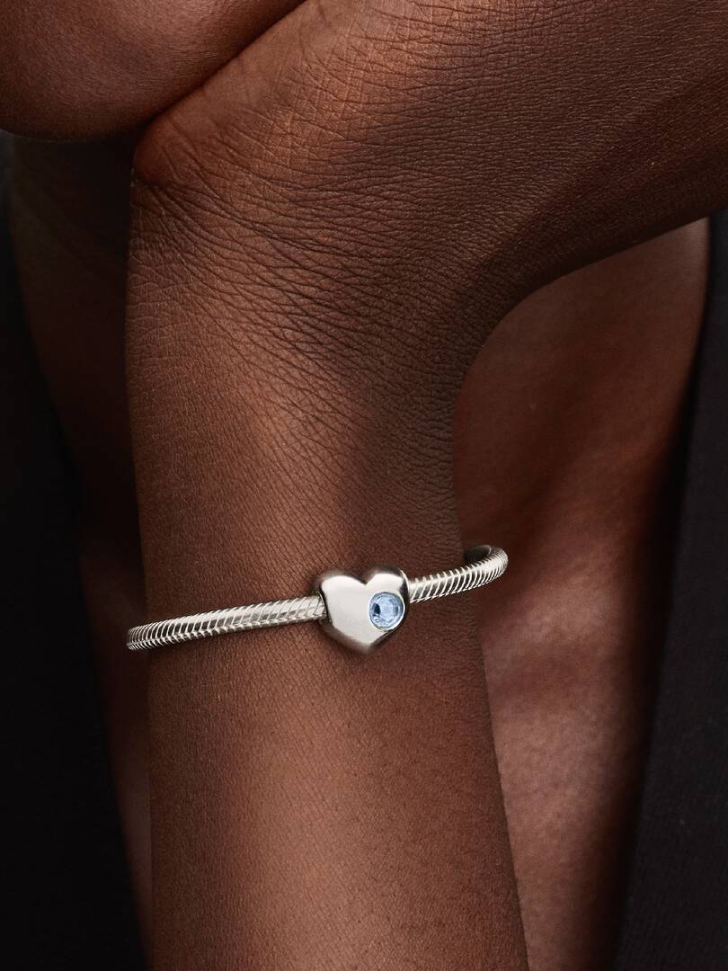 Engravable Sea Aqua Blue Stone Heart Charm Sterling silver