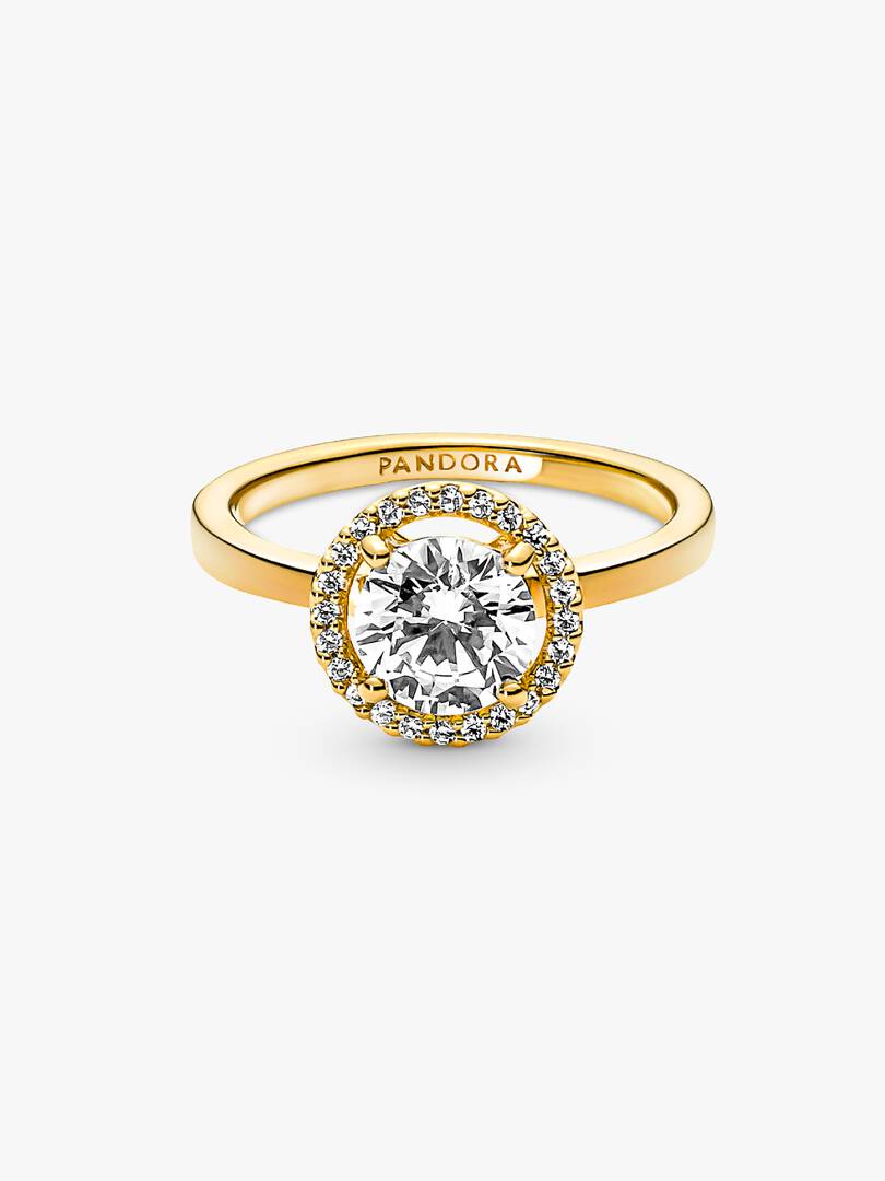 Sparkling Round Halo Ring 14k gold plating