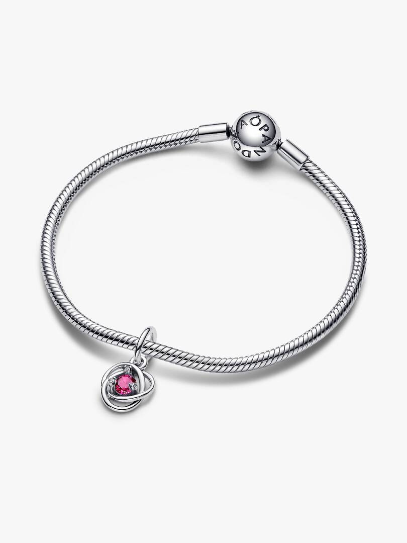 FINAL SALE - Pink Eternity Circle Dangle Charm Sterling silver