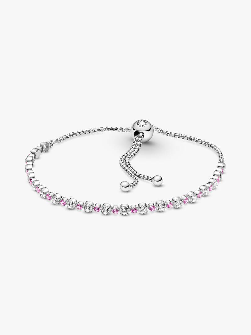 FINAL SALE - Pink & Clear Sparkle Slider Bracelet Sterling silver