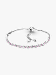 FINAL SALE - Pink & Clear Sparkle Slider Bracelet Sterling silver
