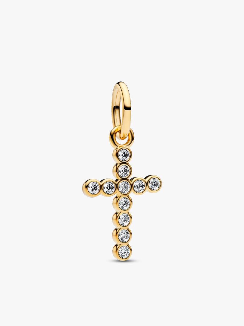 Sparkling Round Bezel Cross Pendant Necklace 2 Quantity