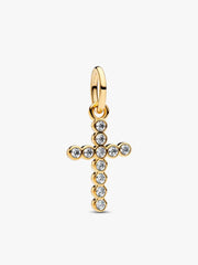 Sparkling Round Bezel Cross Pendant Necklace 2 Quantity