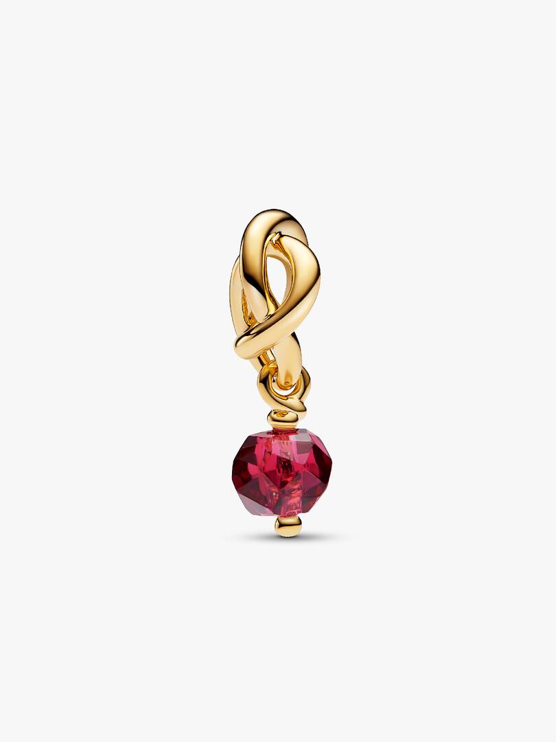 Faceted True Red Eternity Circle Dangle Charm 14k gold plating