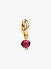 Faceted True Red Eternity Circle Dangle Charm 14k gold plating