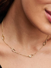 Organically Shaped Oval & Treated Freshwater Cultured Pearl Necklace 14k gold plating