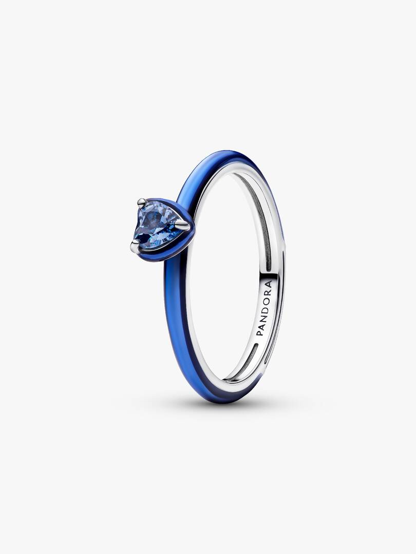 Blue Chakra Heart Ring Sterling silver