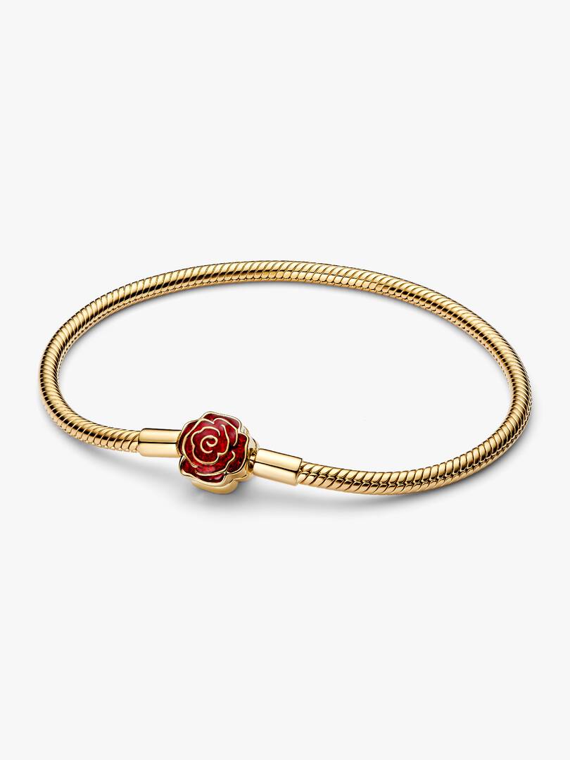 Disney Beauty and the Beast Enchanted Rose Snake Chain Bracelet 14k gold plating