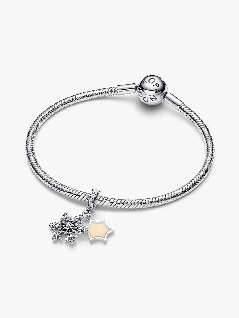 Opalescent Snowflake Double Dangle Charm Sterling silver