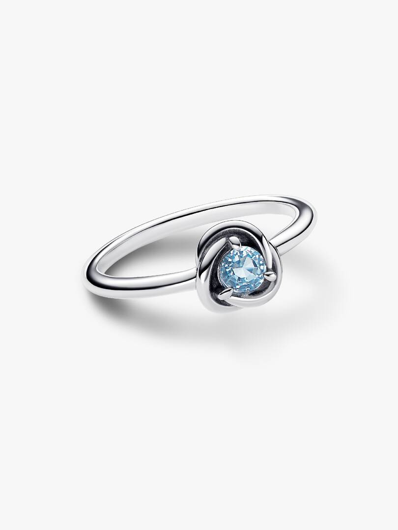 March Sea Aqua Blue Eternity Circle Ring Sterling silver