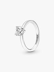 Sparkling Heart Solitaire Ring Sterling silver