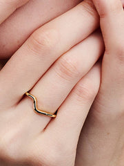 Polished Wave Ring 14k gold plating