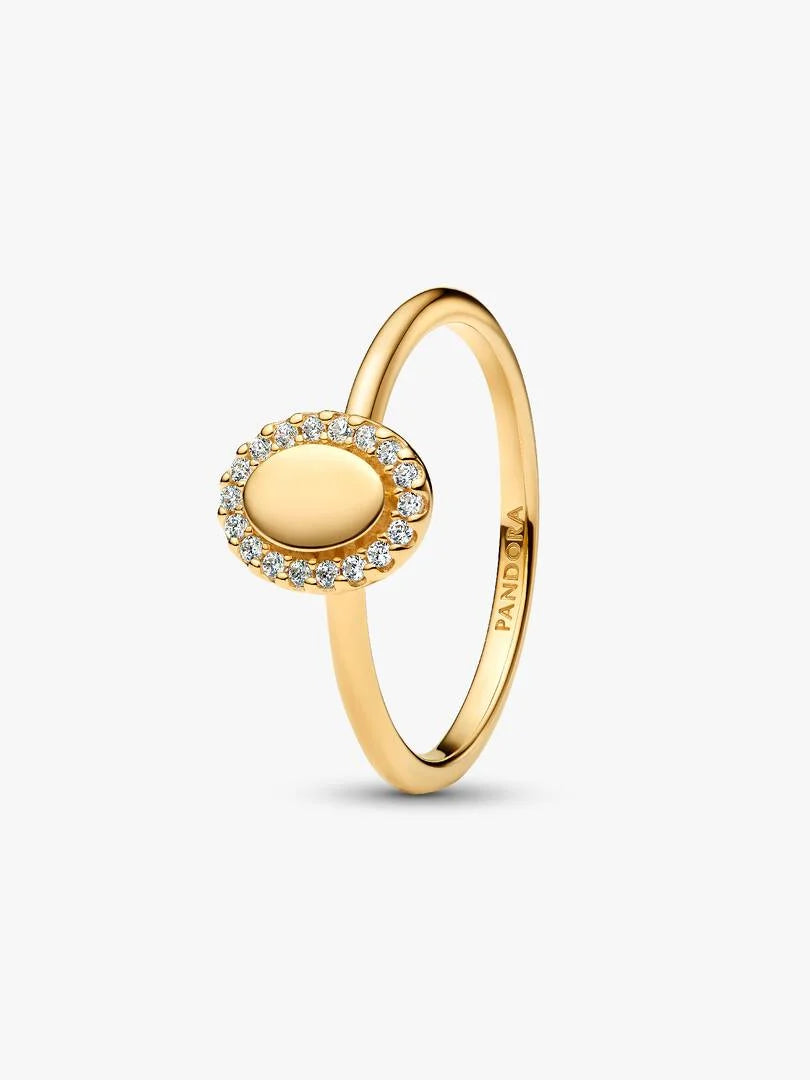Engravable Oval Halo Ring 14k gold plating