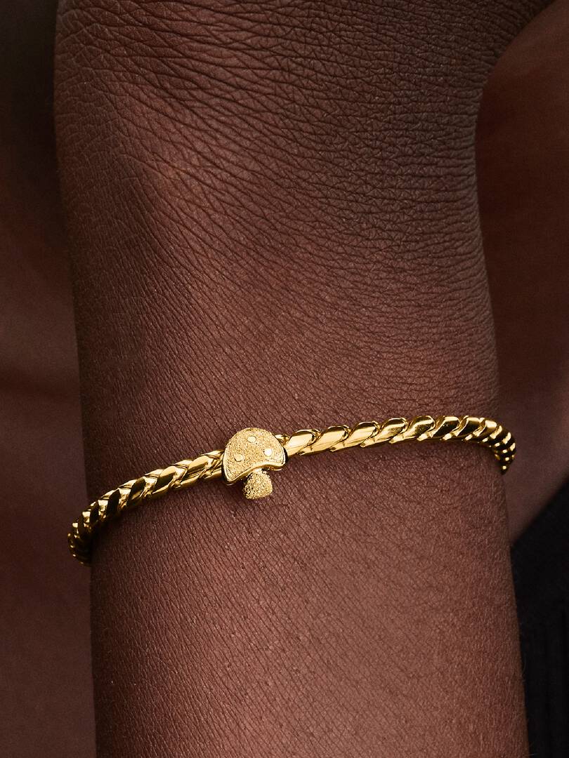 Textured Mushroom Mini Charm 14k gold plating