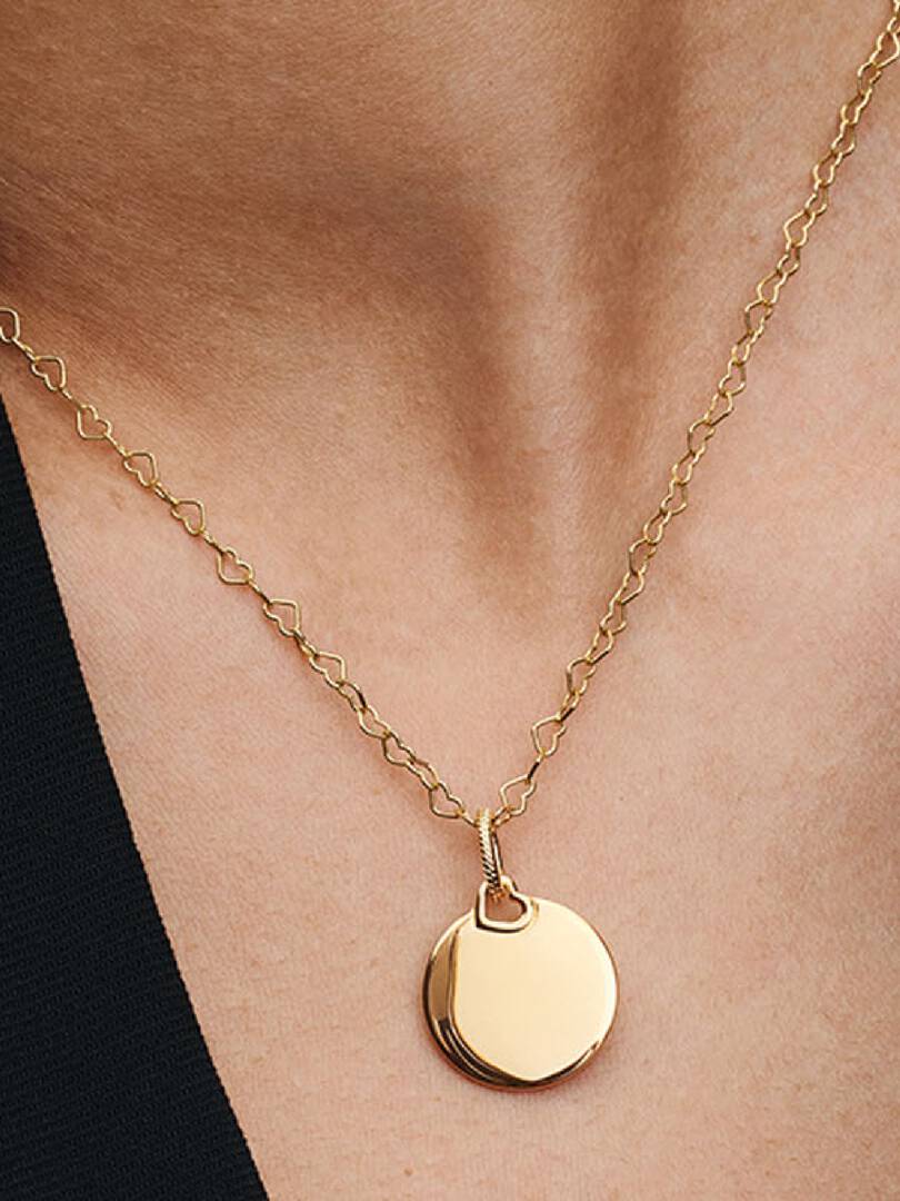 Engravable Round Tag Dangle Charm 14k gold plating