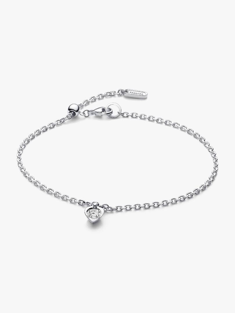 FINAL SALE - Pandora Talisman Sterling Silver Lab-grown Diamond Heart Chain Bracelet 0.25 ct TW, Sterling silver
