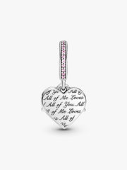 Heart & Mom Dangle Charm Sterling silver