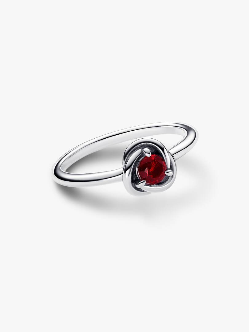 January Red Eternity Circle Ring Sterling silver
