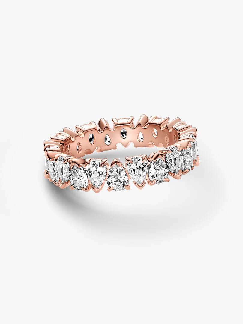 Alternating Sparkling Band Ring 14k rose gold plating