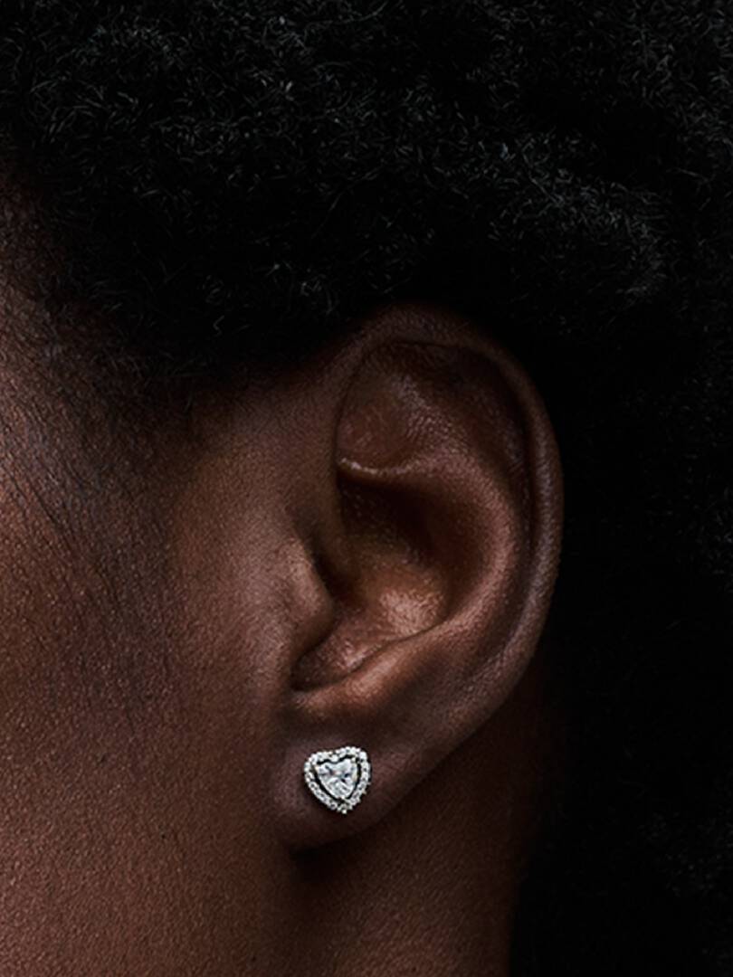 Elevated Heart Stud Earrings Sterling silver