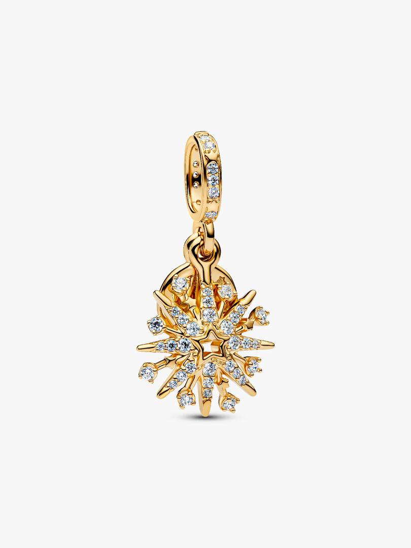 Sparkling Firework Double Dangle Charm 14k gold plating