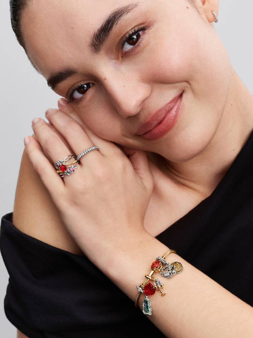 Disney Beauty and the Beast Enchanted Rose Ring 14k gold plating
