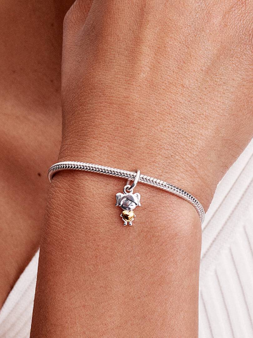 Happy Girl Dangle Charm Sterling silver, 14k gold plating