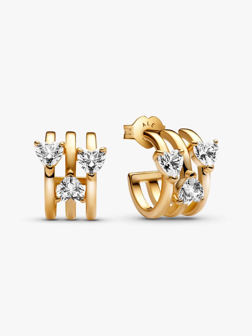 FINAL SALE - Triple Heart Hoop Earrings 14k gold plating
