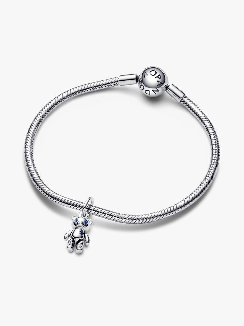 Movable Teddy Bear Dangle Charm Sterling silver