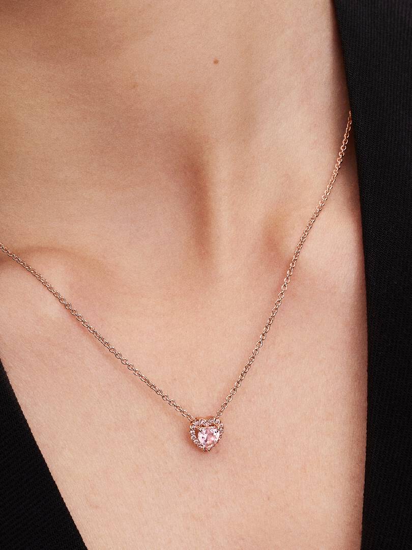 Pink Heart Collier Necklace 14k rose gold plating