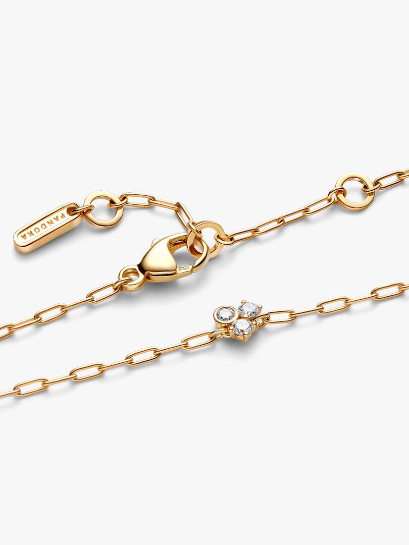 Pandora Era Bezel Lab-Grown Diamond Cluster Paperclip Chain Bracelet 0.10 ct TW, 14k gold