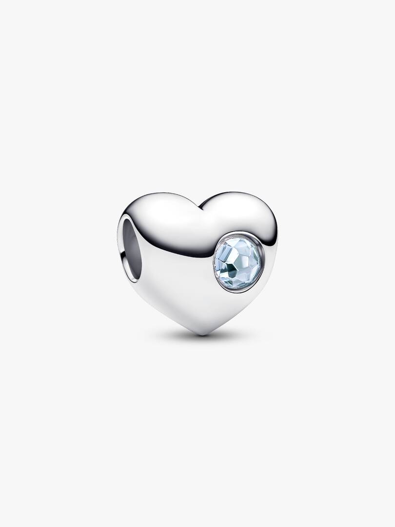 Engravable Sea Aqua Blue Stone Heart Charm Sterling silver