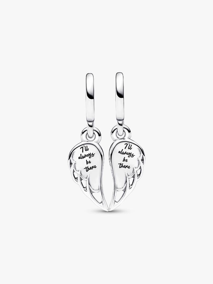 Sparkling Splitable Angel Wings Dangle Charm Sterling silver