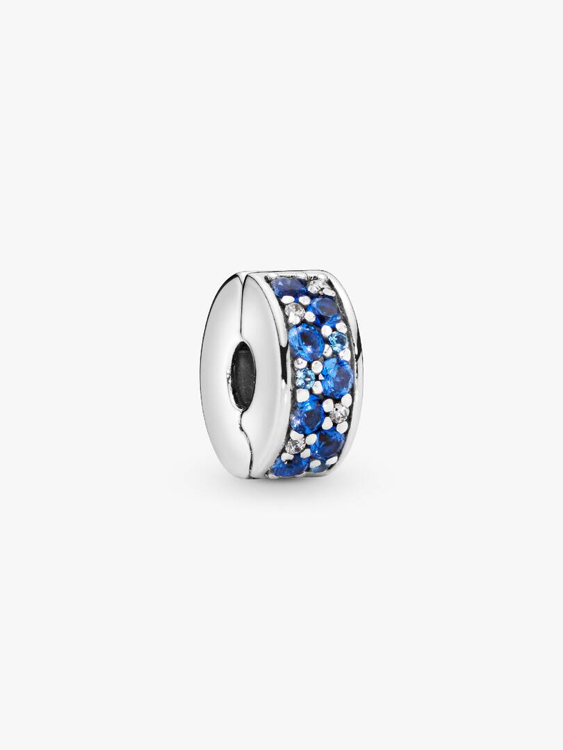Blue Pavé Clip Charm Sterling silver