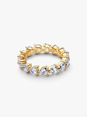 Band of Clear Hearts Ring 14k gold plating