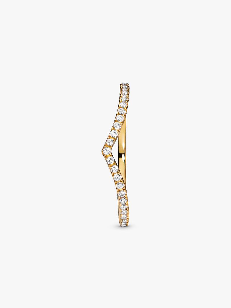 Sparkling Wishbone Ring 14k gold plating
