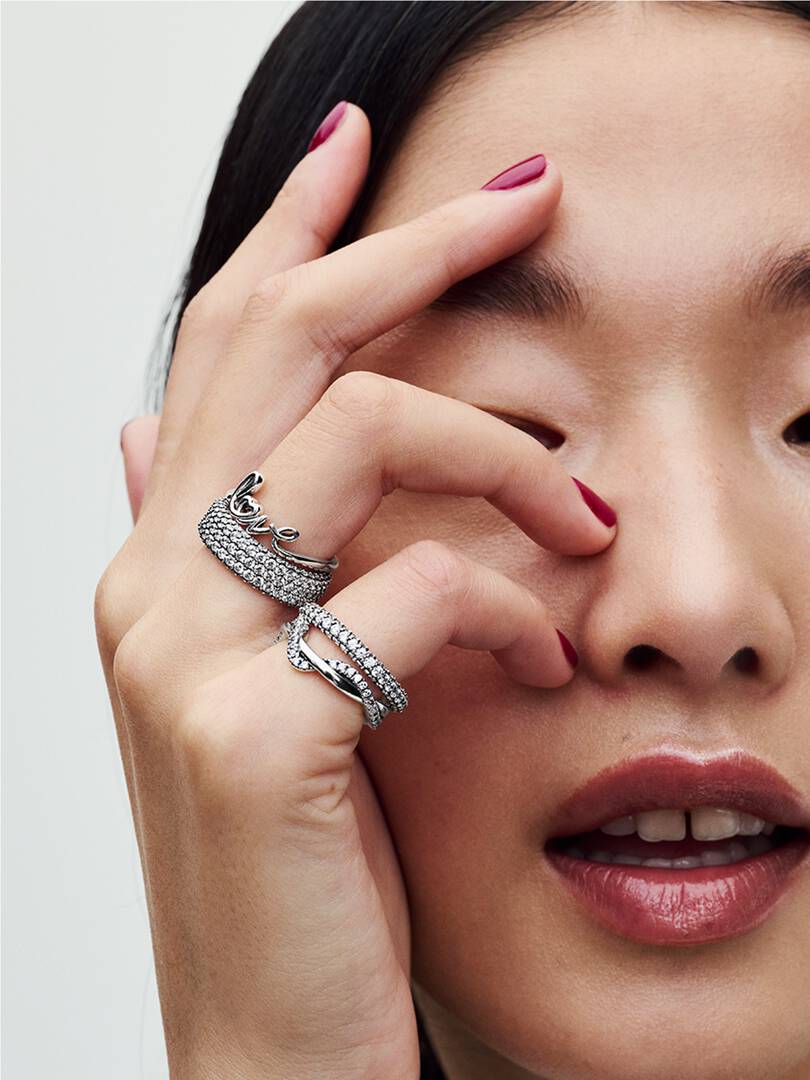 Sparkling Intertwined Wave Ring Sterling silver