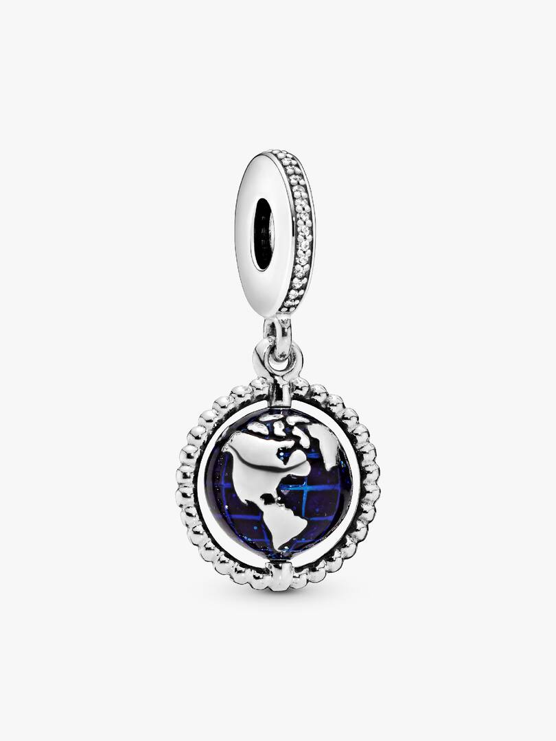 Spinning Globe Dangle Charm Sterling silver