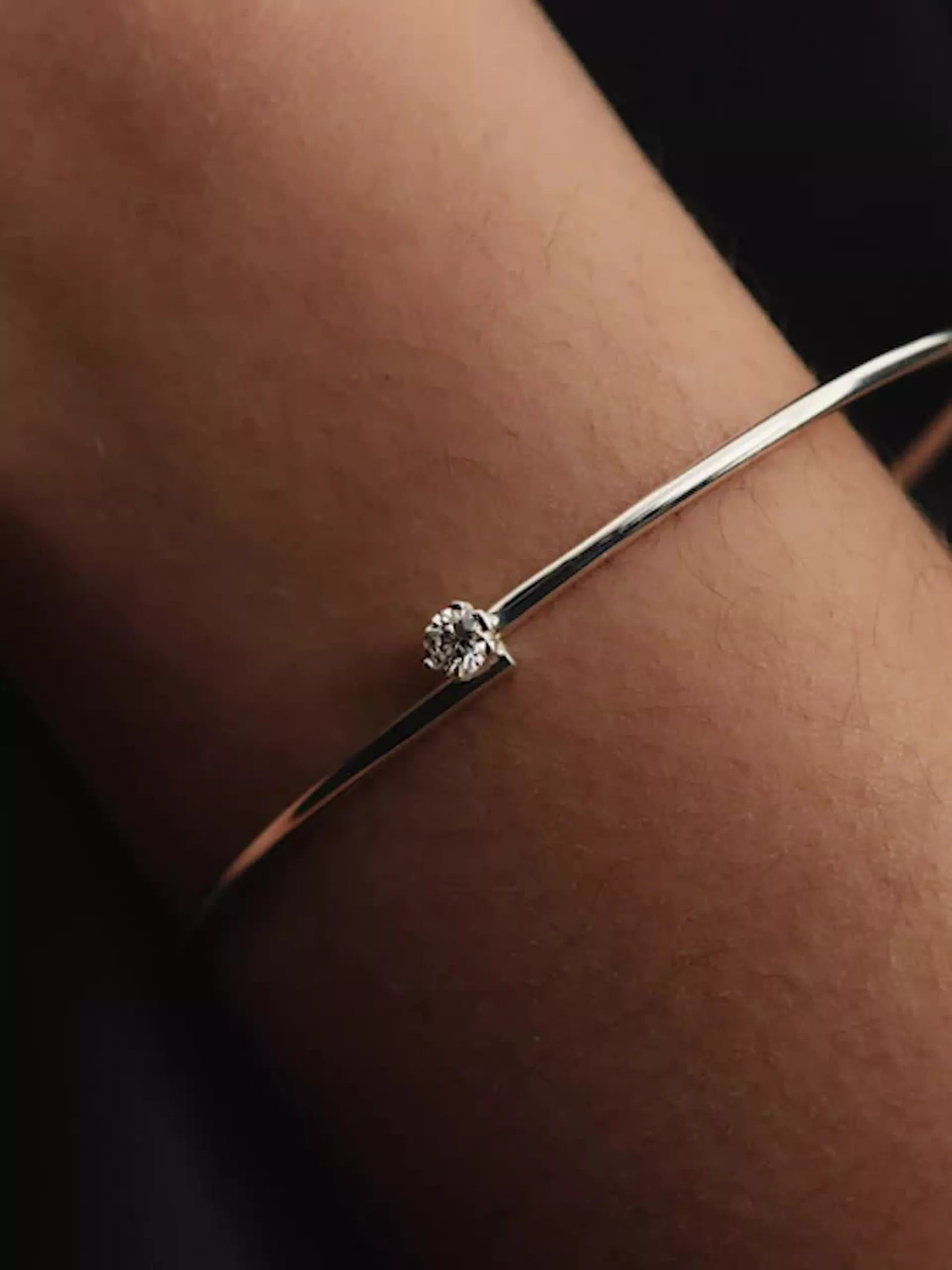 FINAL SALE - Pandora Nova Sterling Silver Lab-grown Diamond Open Bangle 0.25 ct TW, Sterling silver