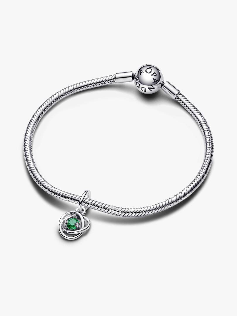 FINAL SALE - Green Eternity Circle Dangle Charm Sterling silver